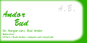 andor bud business card